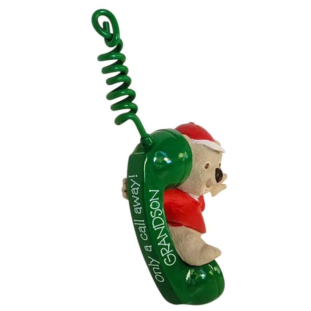 VTG 90s Hallmark Grandson Christmas Ornament 1993 Koala Bear Phone Keepsake Gift